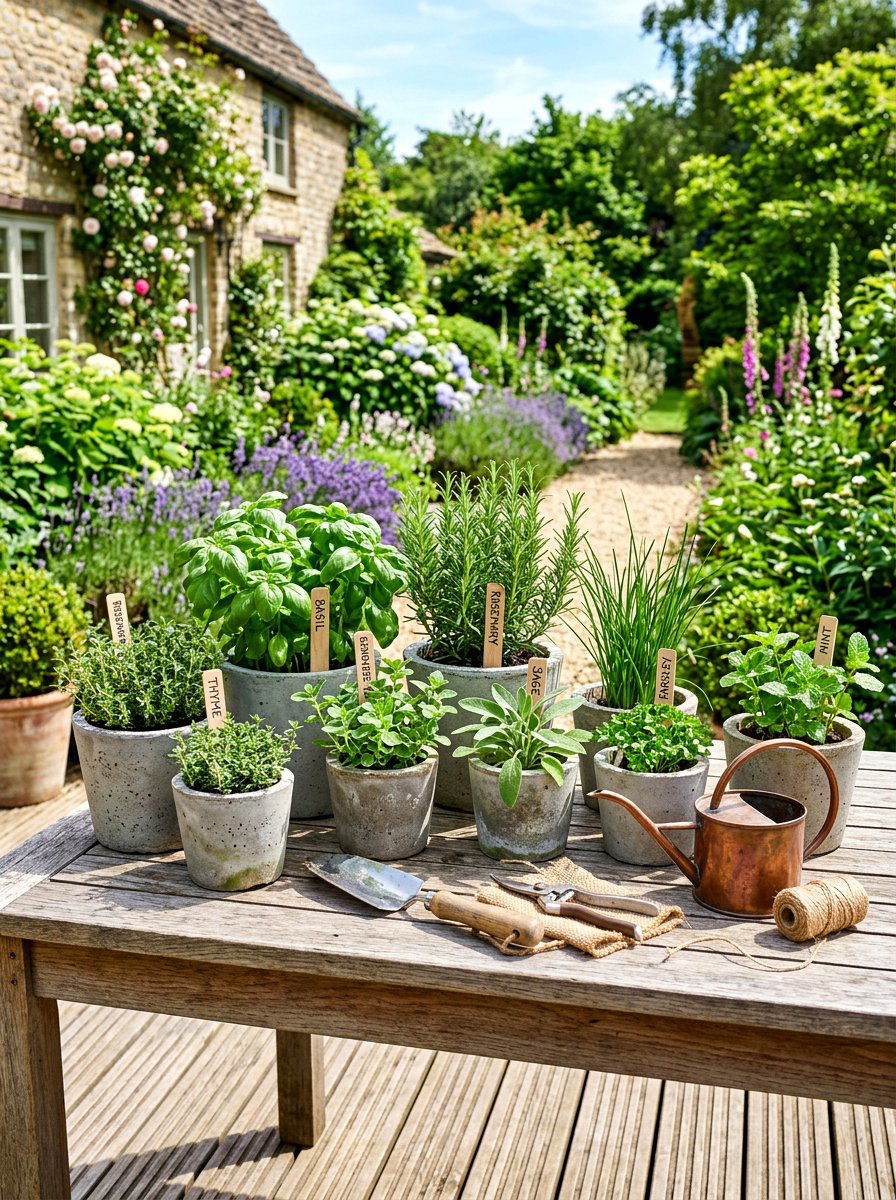 Concrete Herb Garden - 25 Spring Concrete Garden Decor Ideas