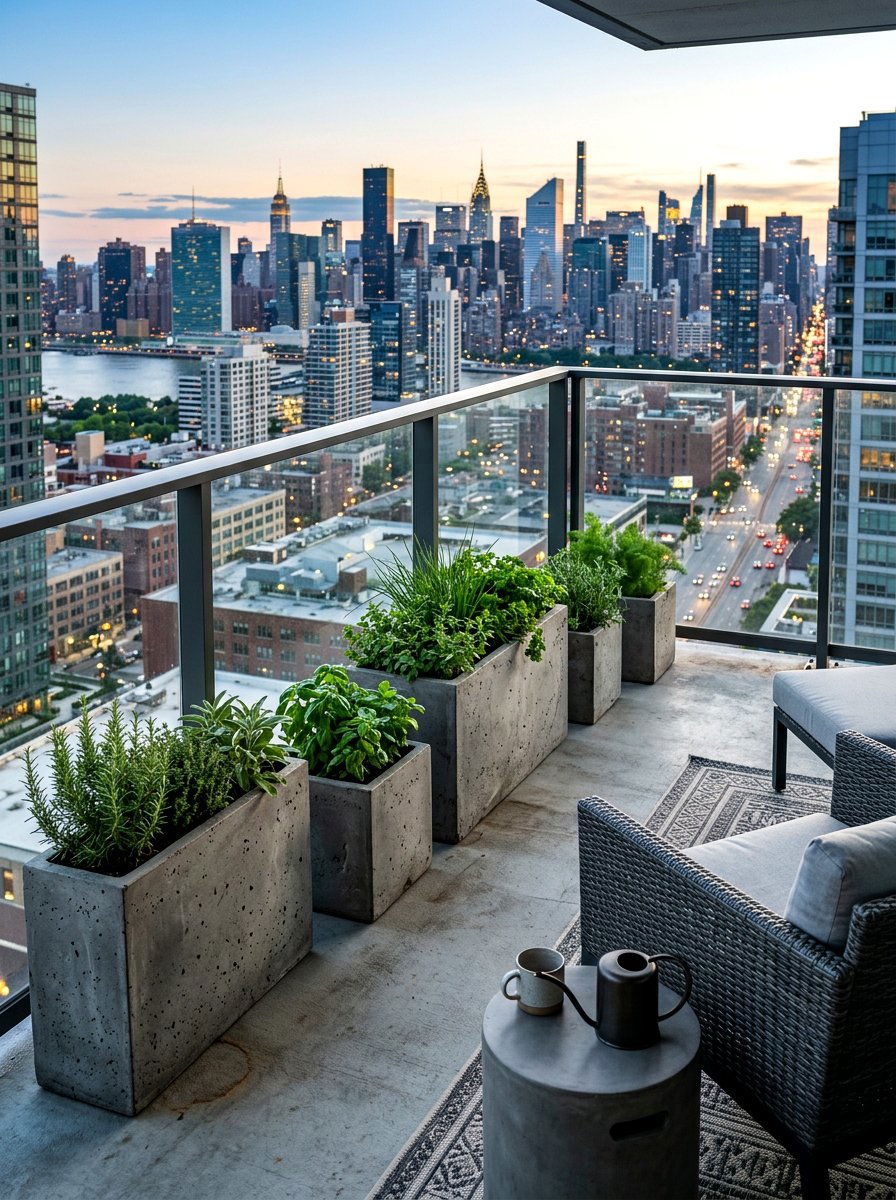 Concrete Herb Planter - 25 Spring Herb Decor Ideas