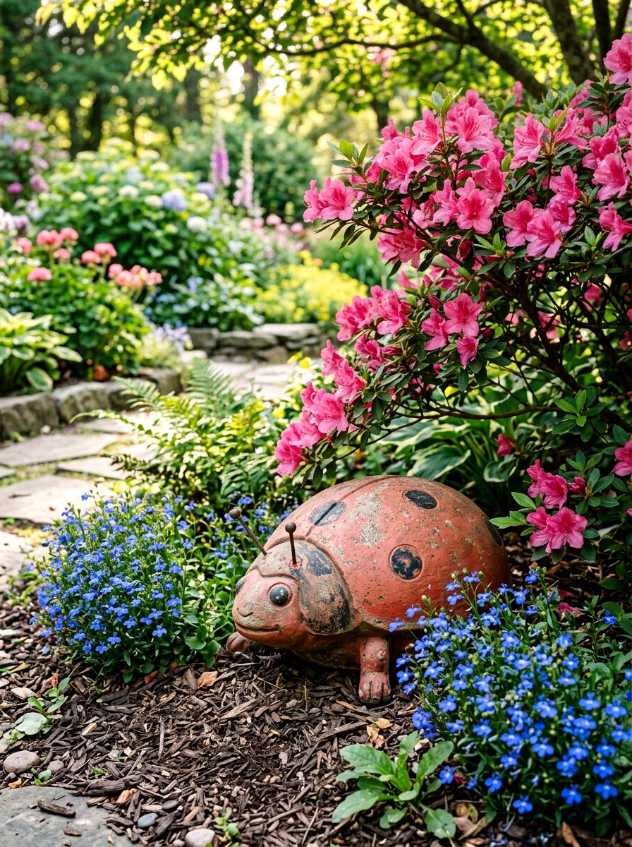 Concrete Ladybug Garden Statue - 25 Spring Ladybug Planter Ideas