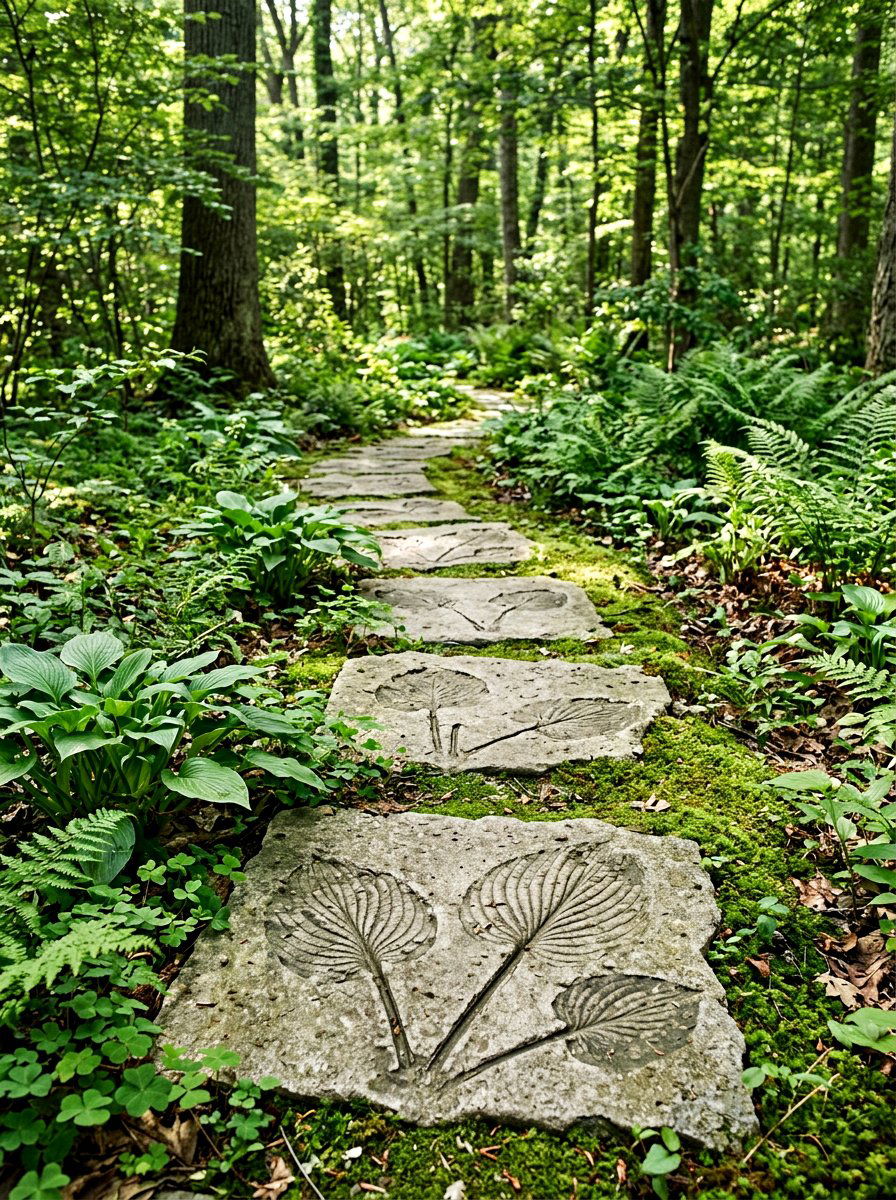 Concrete Leaf Impression Stone - 25 Spring Stepping Stone Ideas