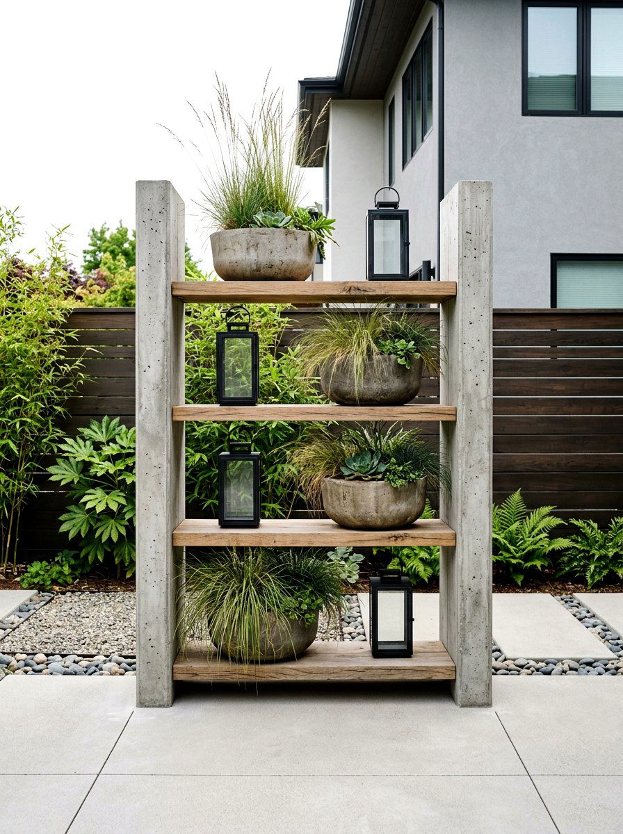 Concrete Outdoor Shelf - 25 Spring Outdoor Shelf Decor Ideas