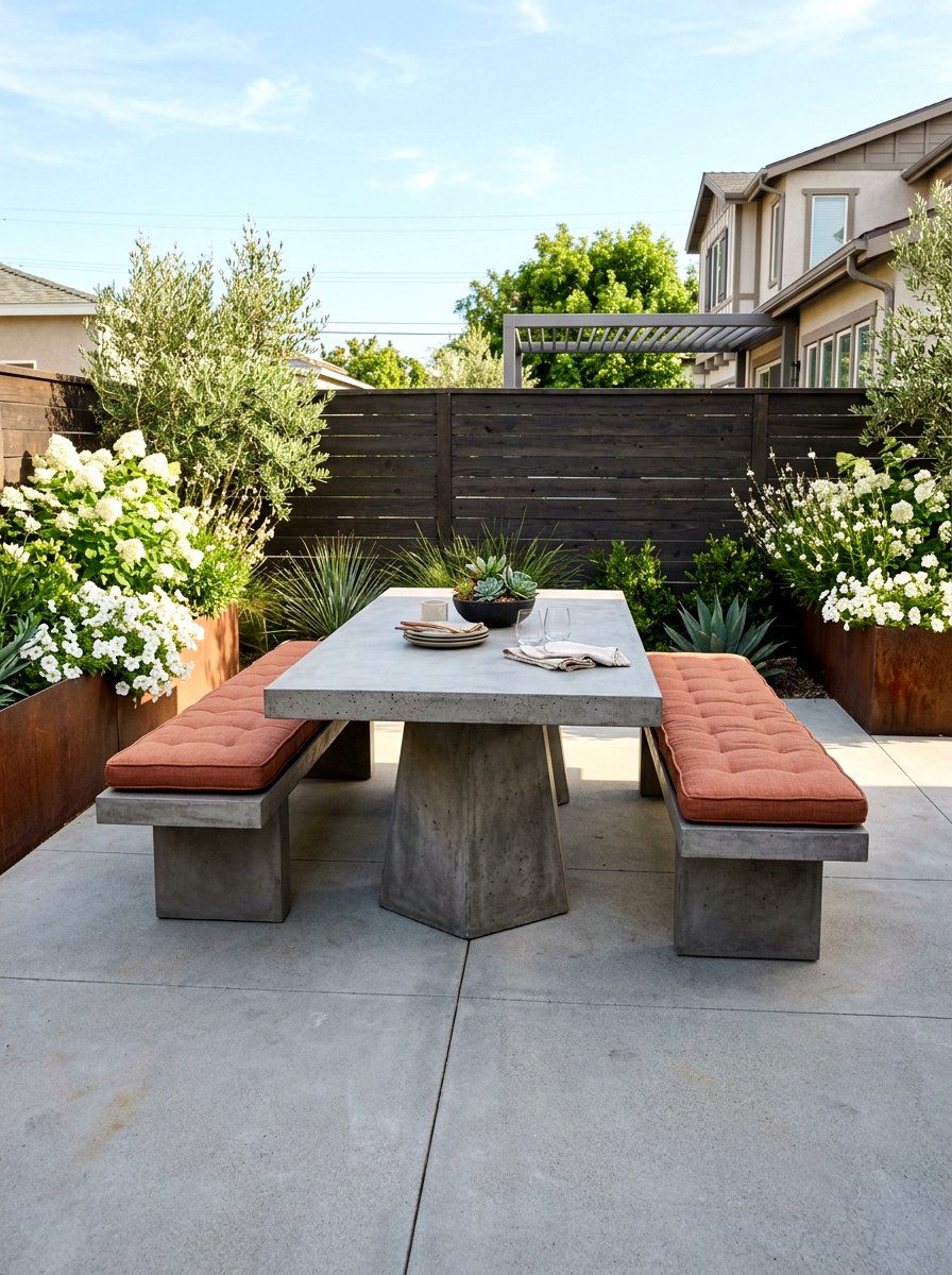 Concrete Patio Furniture - 25 Spring Backyard Seating Decor Ideas