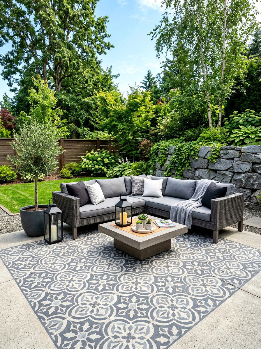 Concrete Patio Stencil - 25 Spring Stencil Decor Ideas