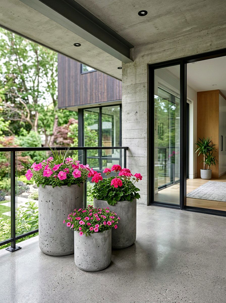 Concrete Planter Arrangement - 25 Spring Porch Sitting Area Ideas