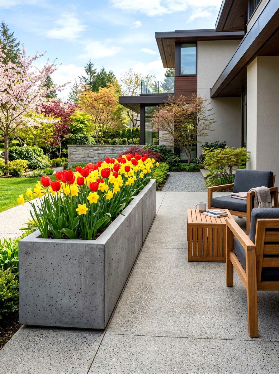 Concrete Planter Box - 25 Spring Concrete Garden Decor Ideas