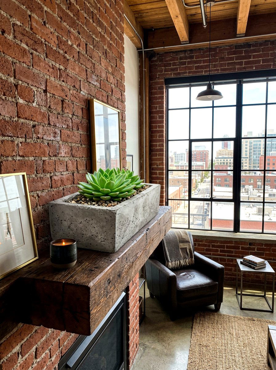 Concrete Planter - 25 Spring Modern Mantel Ideas