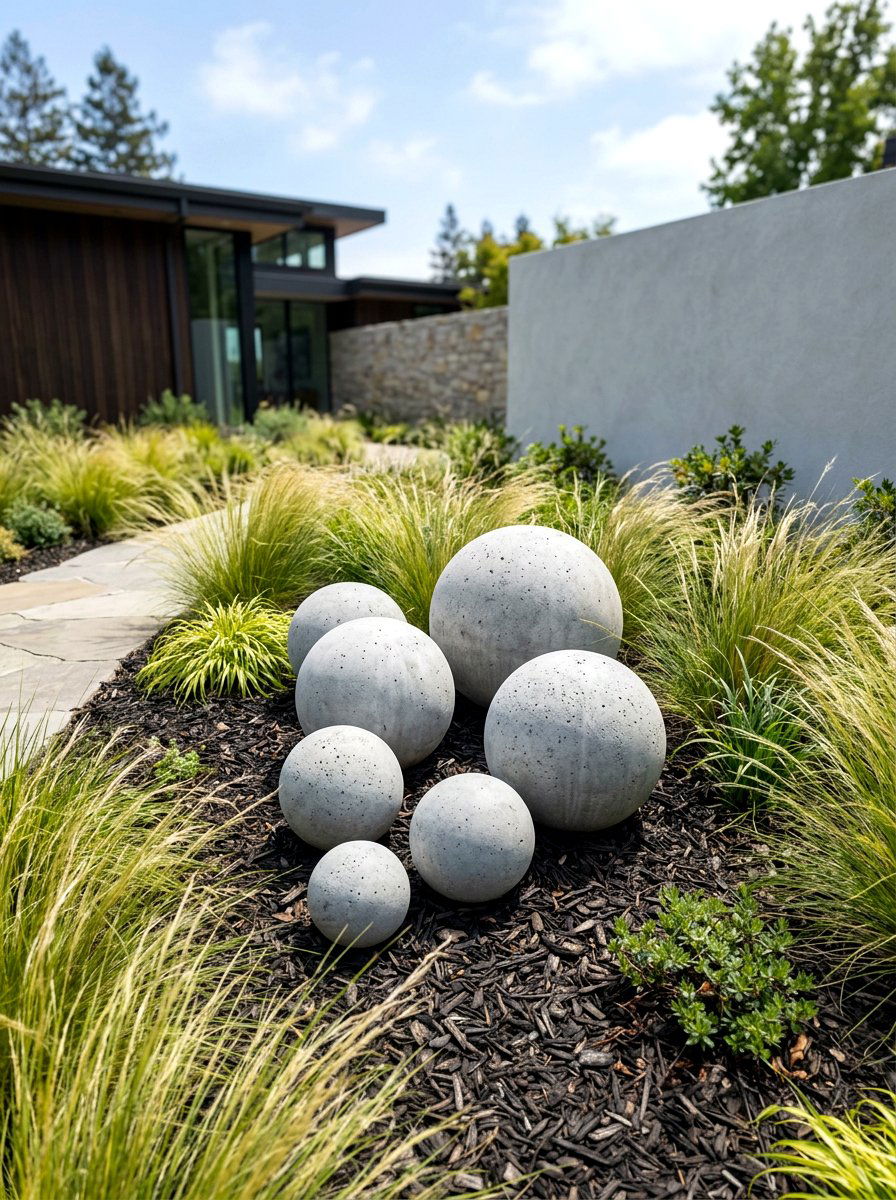 Concrete Sphere Decor - 25 Spring Concrete Garden Decor Ideas