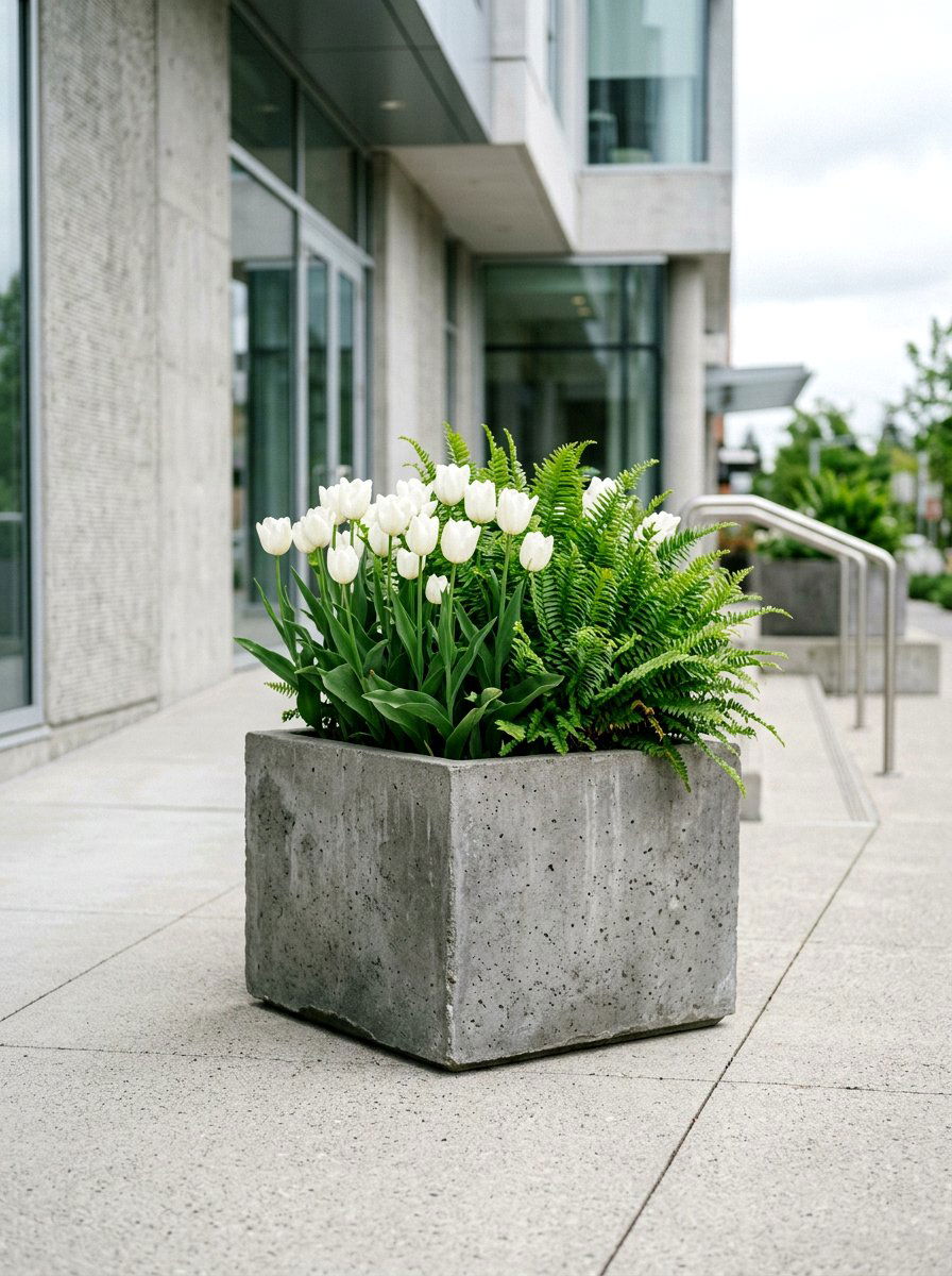 Concrete Square Planter Pot - 25 Spring Sidewalk Planter Ideas