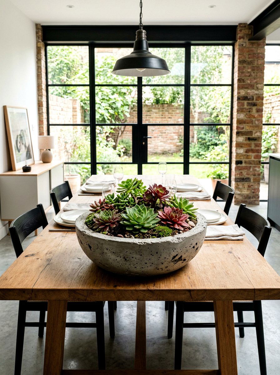 Concrete Succulent Centerpiece - 25 Spring Succulent Centerpiece Ideas