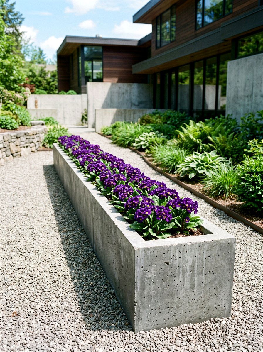 Concrete Trough Planter - 25 Spring Primrose Planter Ideas