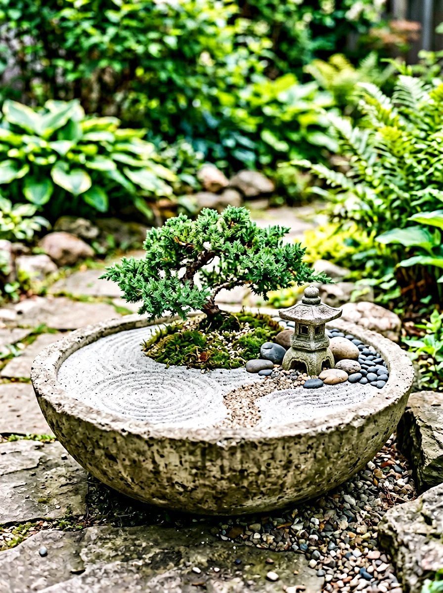 Concrete bowl fairy garden - 25 Spring Fairy Garden Ideas