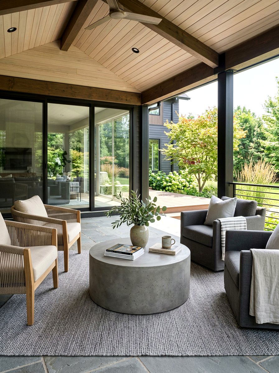 Concrete coffee table - 25 Spring Back Porch Decor Ideas