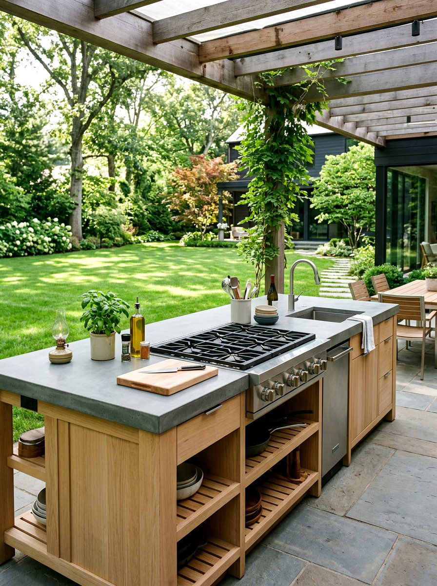 Concrete countertop kitchen - 25 Spring Outdoor Kitchen Decor Ideas