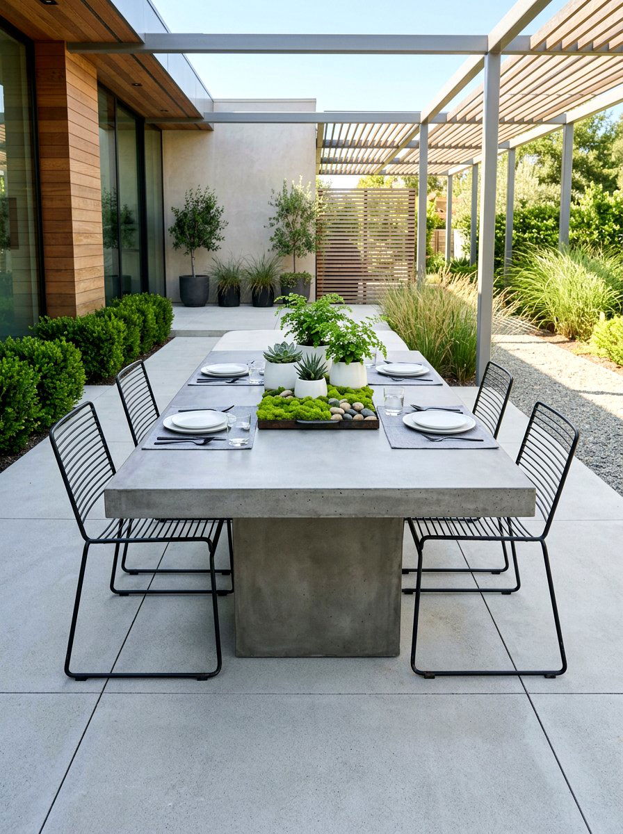 Concrete garden table - 25 Spring Outdoor Furniture Decor Ideas