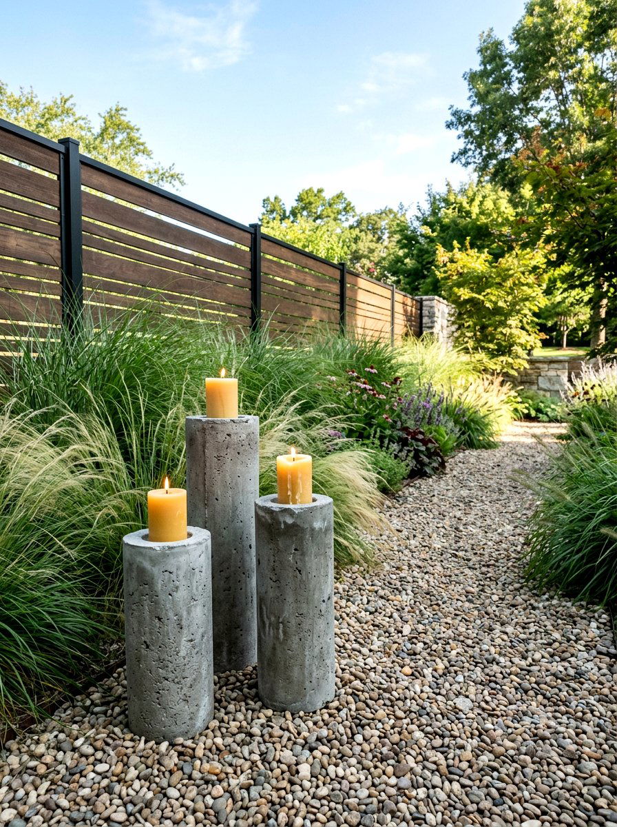Concrete pillar candle garden - 25 Spring Outdoor Candle Ideas