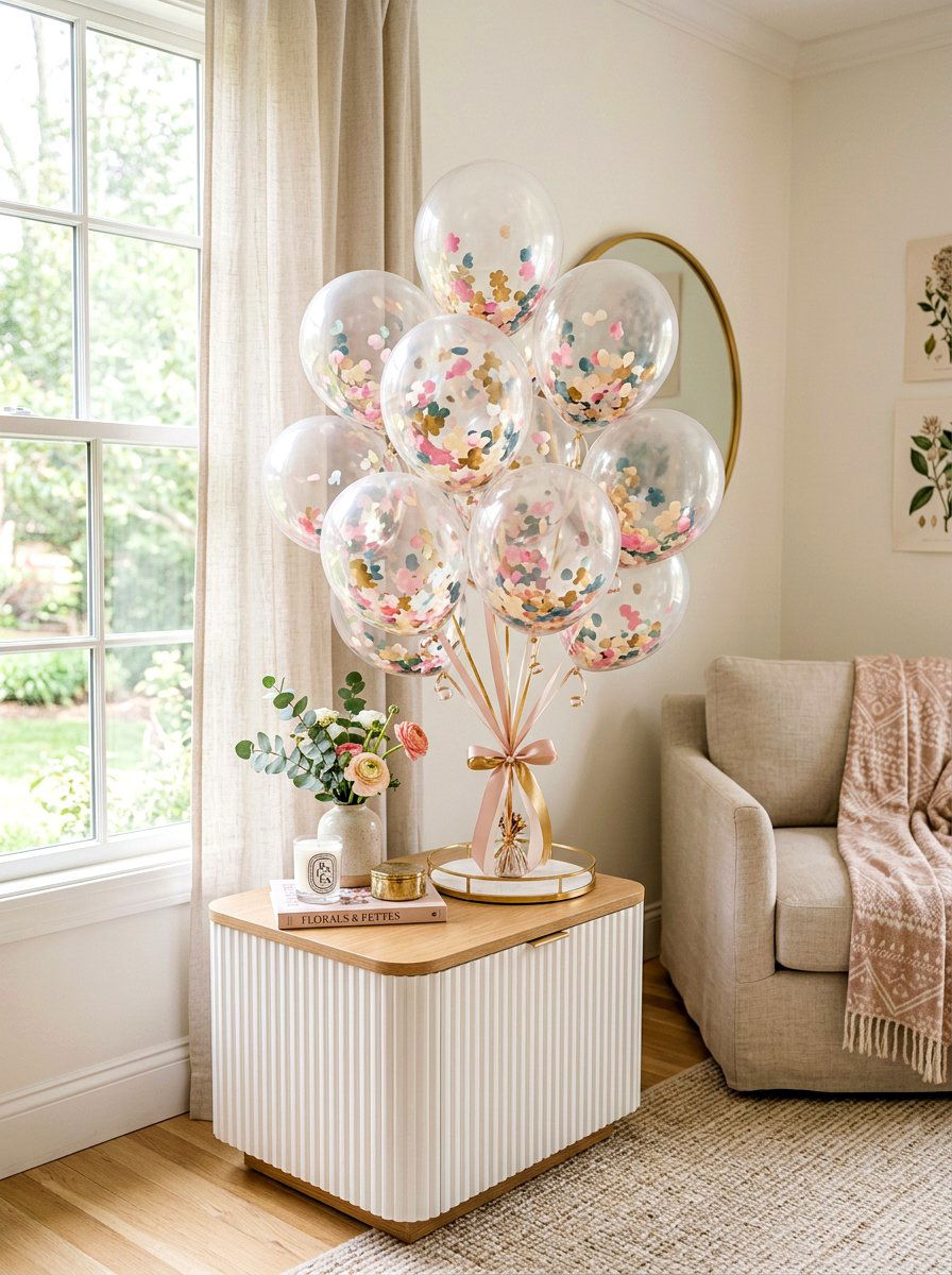 Confetti Balloon Bouquet - 25 Spring Balloon Decor Ideas