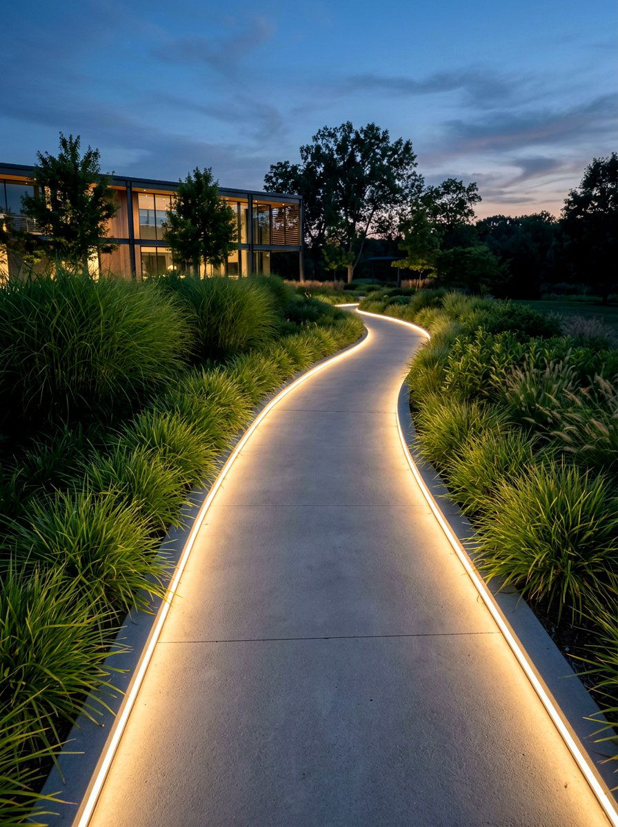 Contemporary lit walkway - 25 Spring Entryway Walkway Ideas