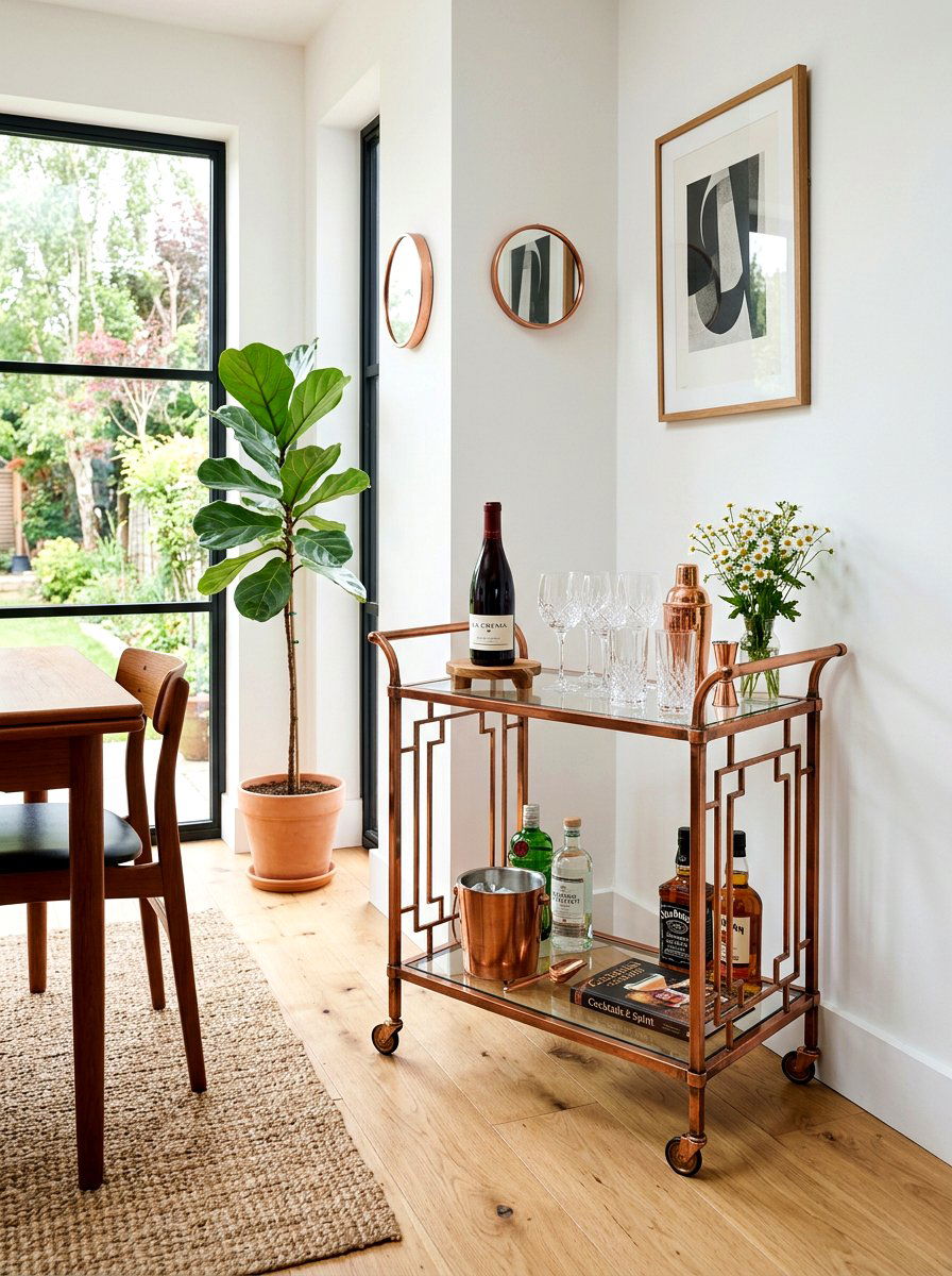 Copper Bar Cart - 25 Spring Copper Accent Decor Ideas