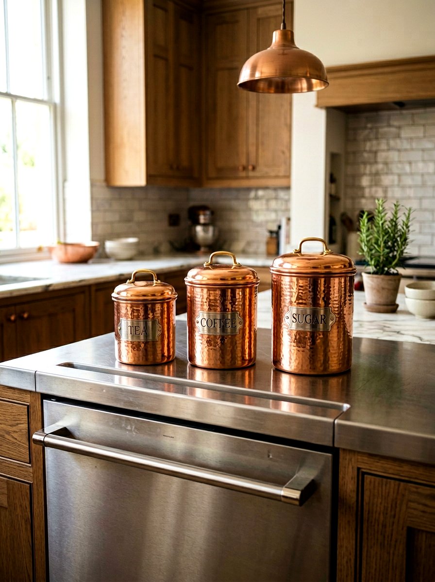 Copper Canister Set - 25 Spring Refrigerator Top Decor Ideas