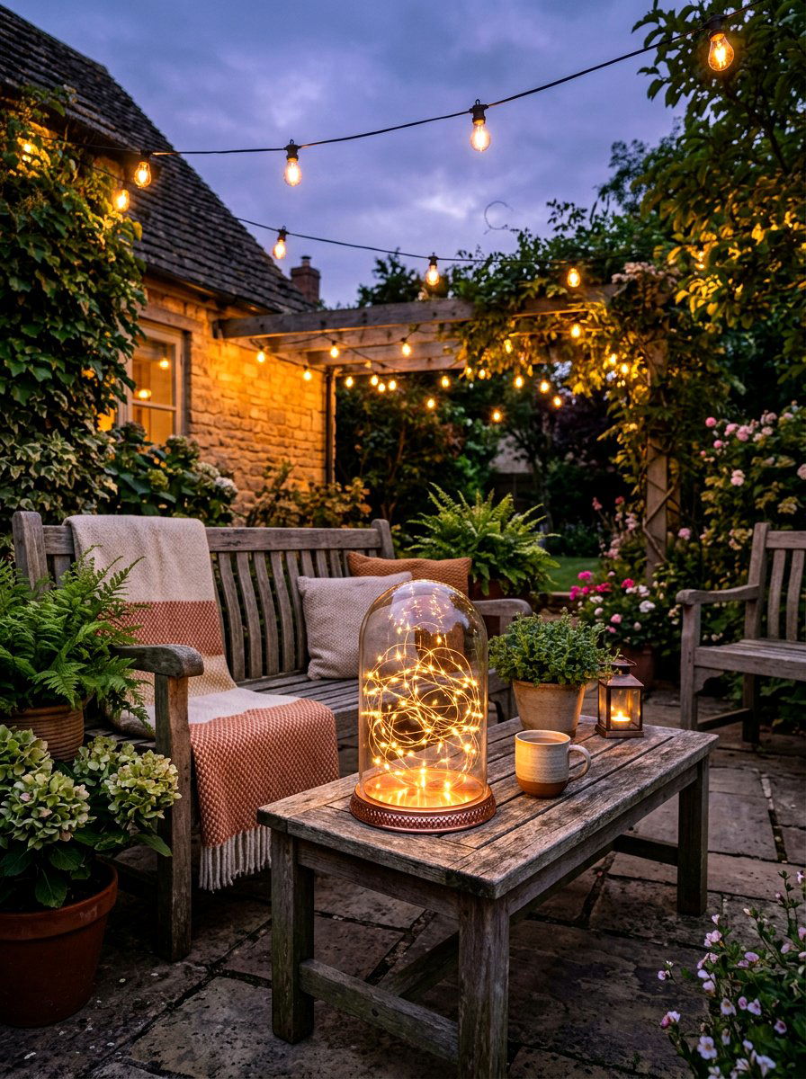 Copper Fairy Lights - 25 Spring Glass Cloche Ideas