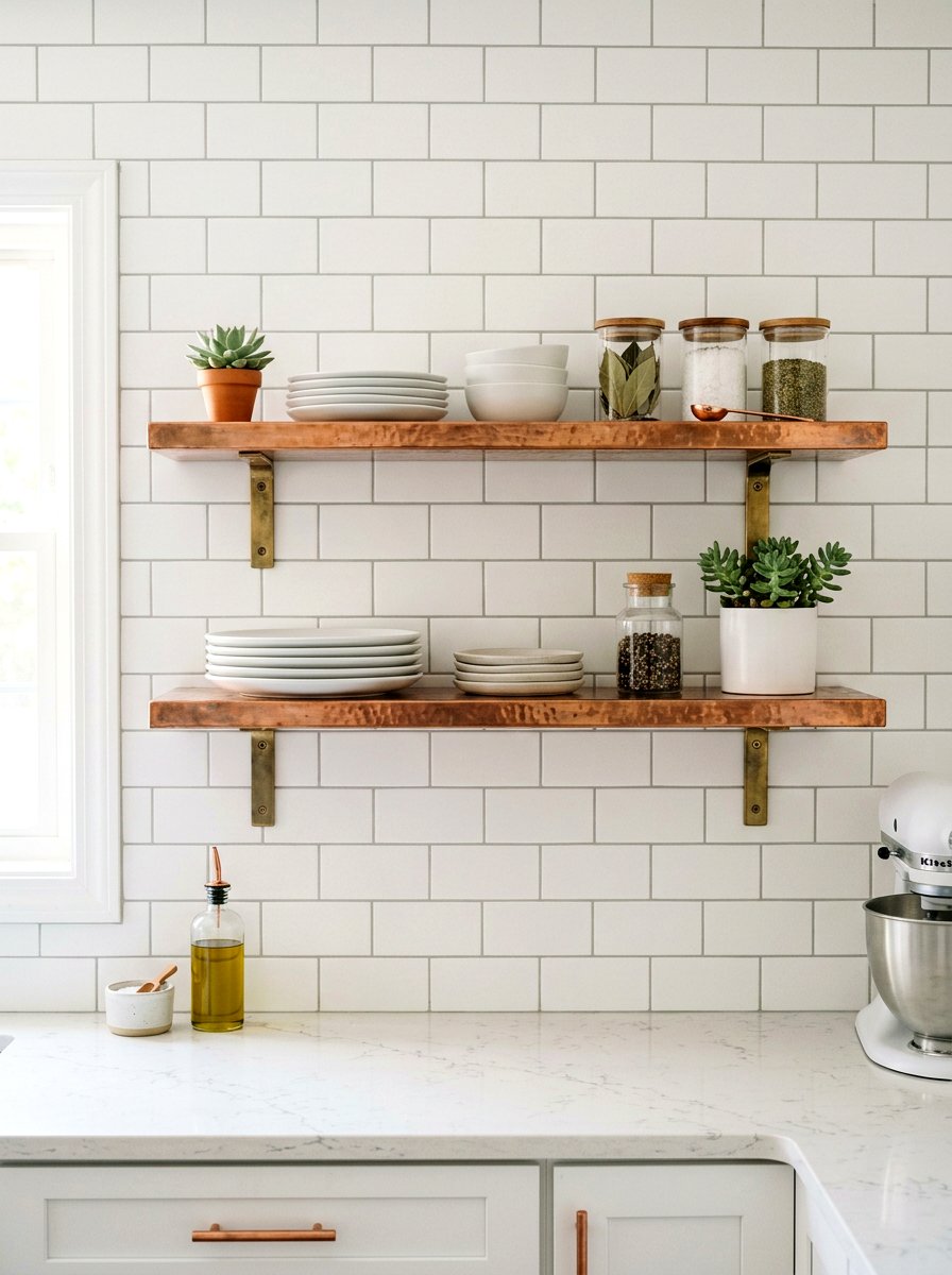 Copper Floating Shelves - 25 Spring Copper Accent Decor Ideas