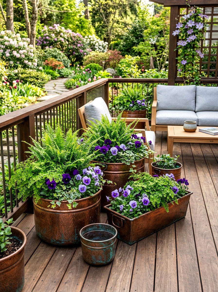 Copper Garden Planters - 25 Spring Copper Accent Decor Ideas