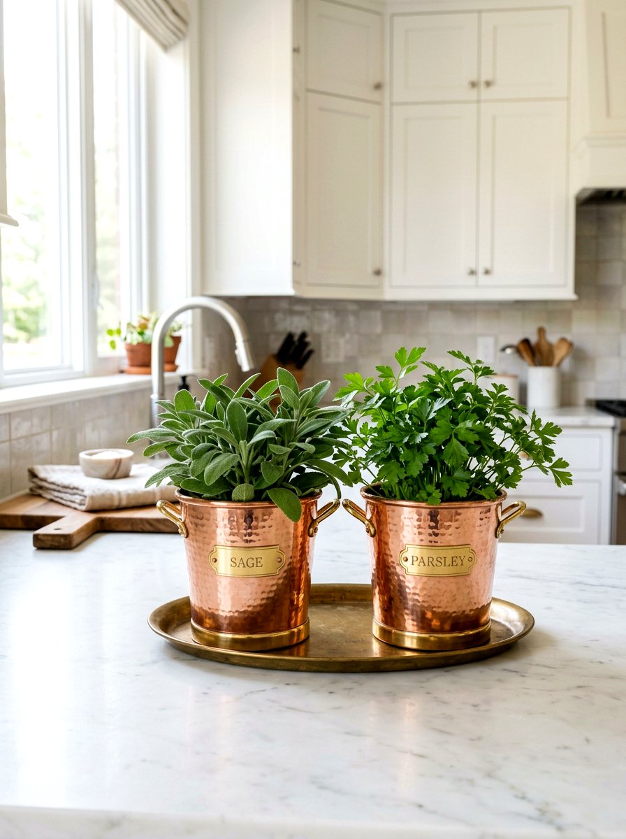 Copper Herb Pot - 25 Spring Herb Planter Ideas