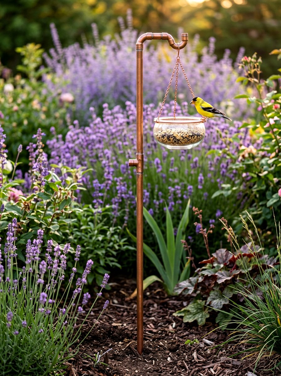 Copper Pipe Bird Feeder - 25 Spring DIY Bird Feeder Ideas