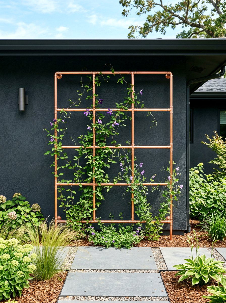 Copper Pipe Trellis - 25 Spring Trellis Decor Ideas