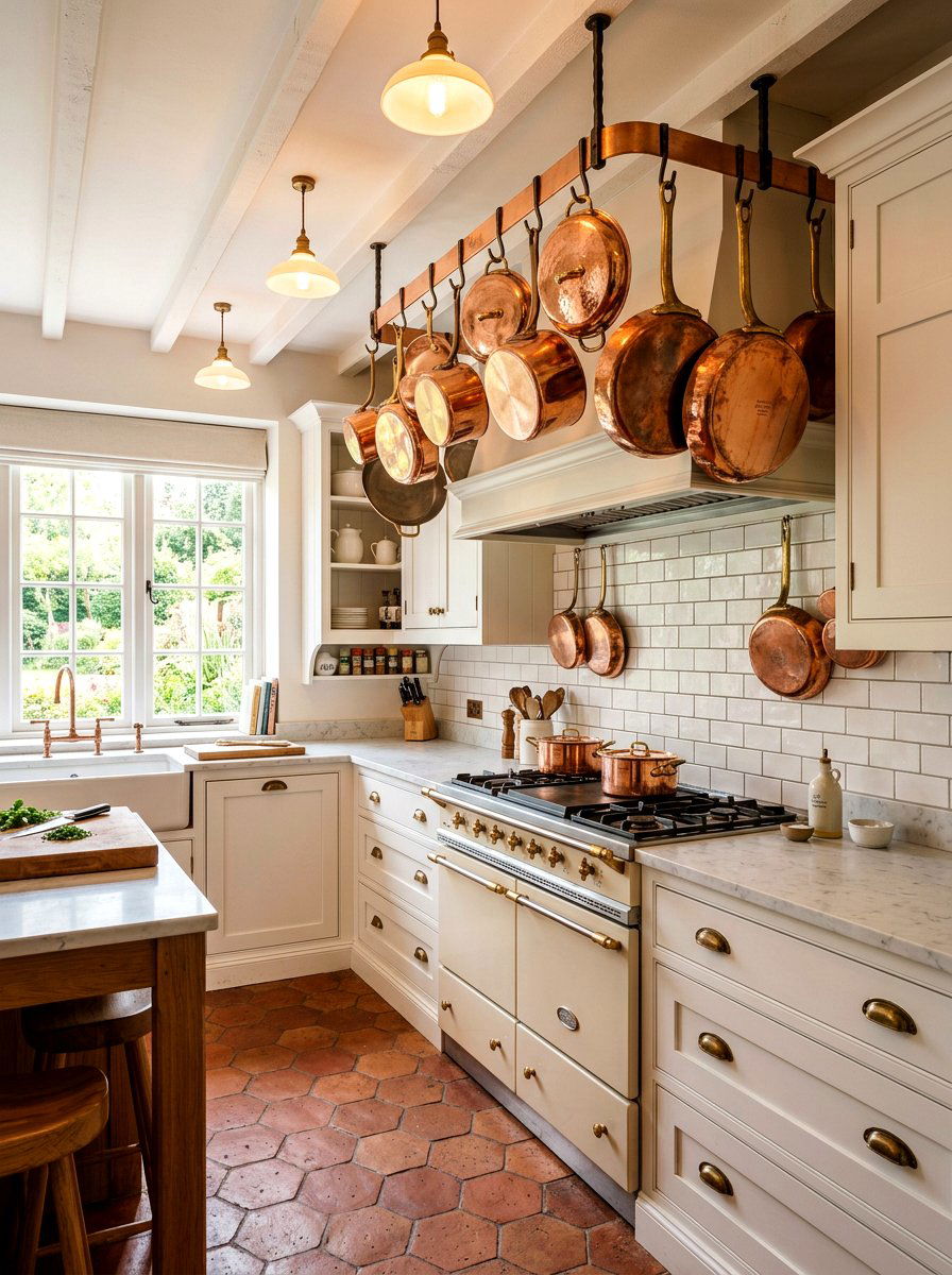 Copper Pot Display - 25 Spring Antique Decor Ideas