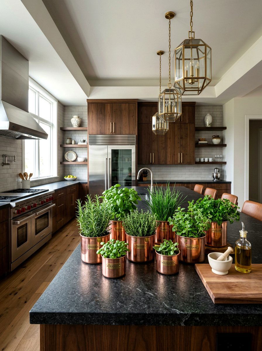 Copper Pot Herb Garden - 25 Spring Kitchen Herb Garden Ideas
