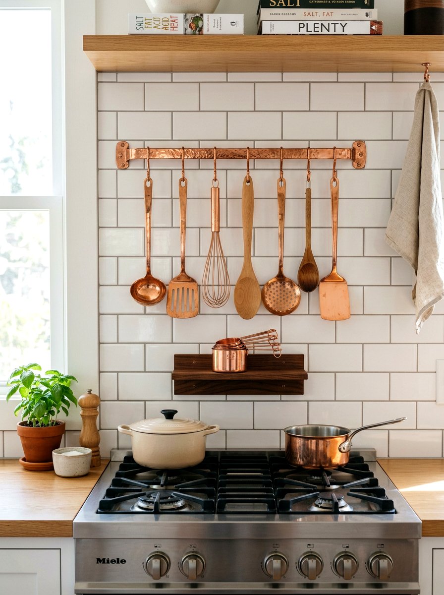 Copper Utensil Rack - 25 Spring Copper Accent Decor Ideas