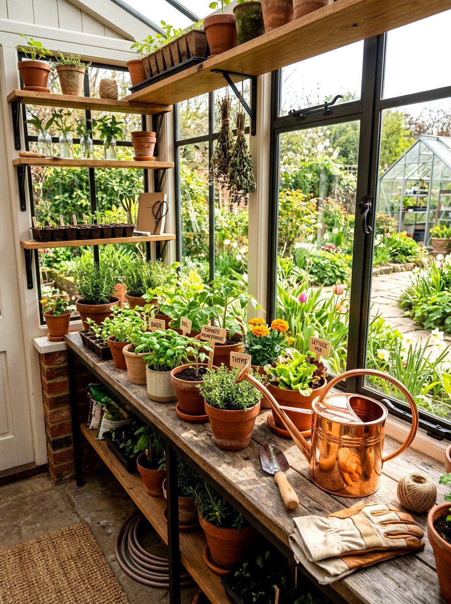 Copper watering can - 25 Spring Window Sill Decor Ideas