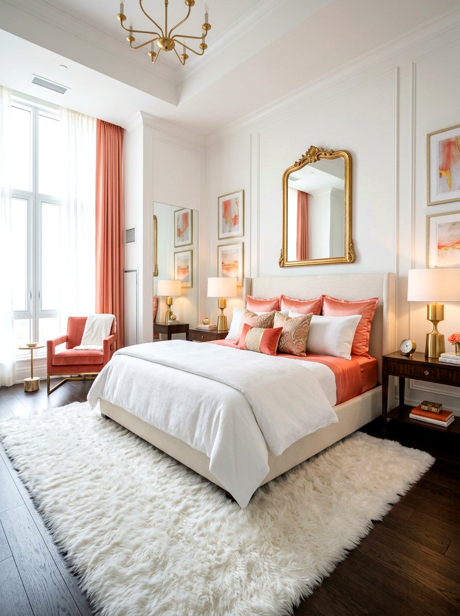 Coral And Gold Bedroom - 25 Spring Coral Decor Ideas