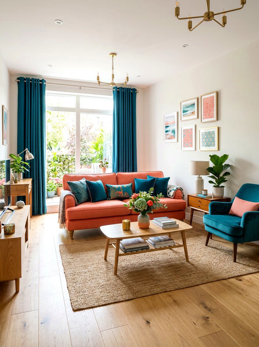 Coral And Teal Living Room - 25 Spring Coral Decor Ideas