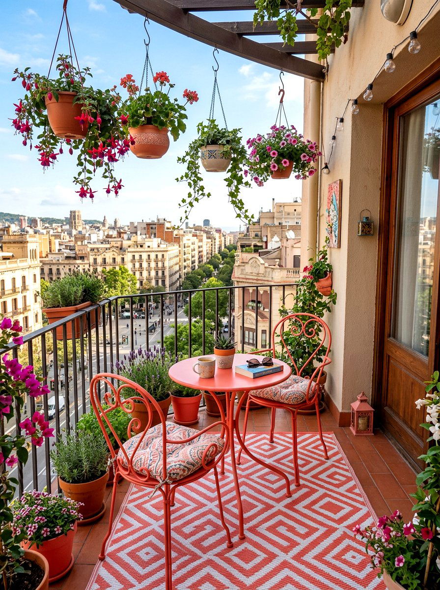 Coral Apartment Balcony Setup - 25 Spring Coral Decor Ideas