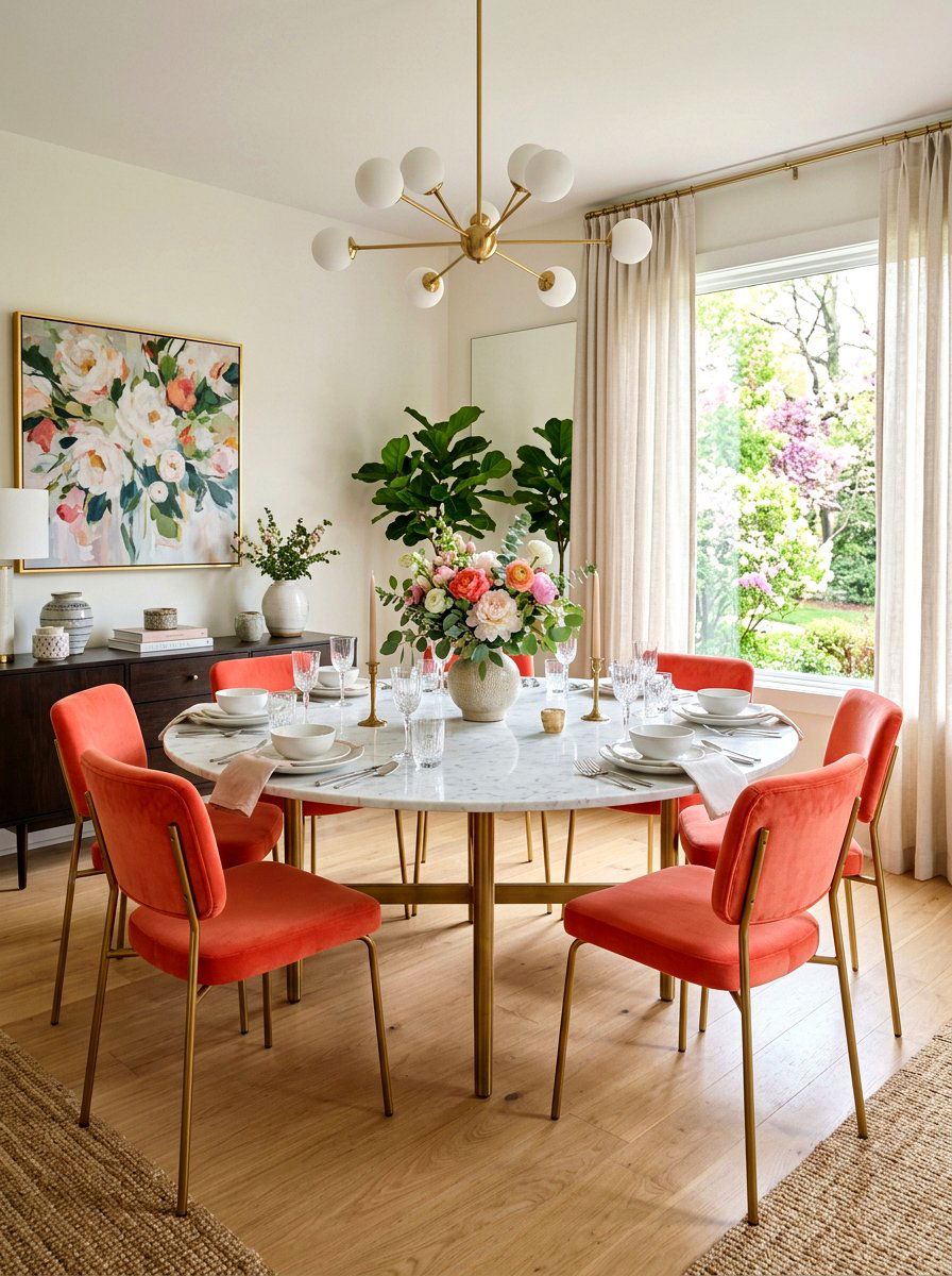 Coral Dining Room Chairs - 25 Spring Coral Decor Ideas