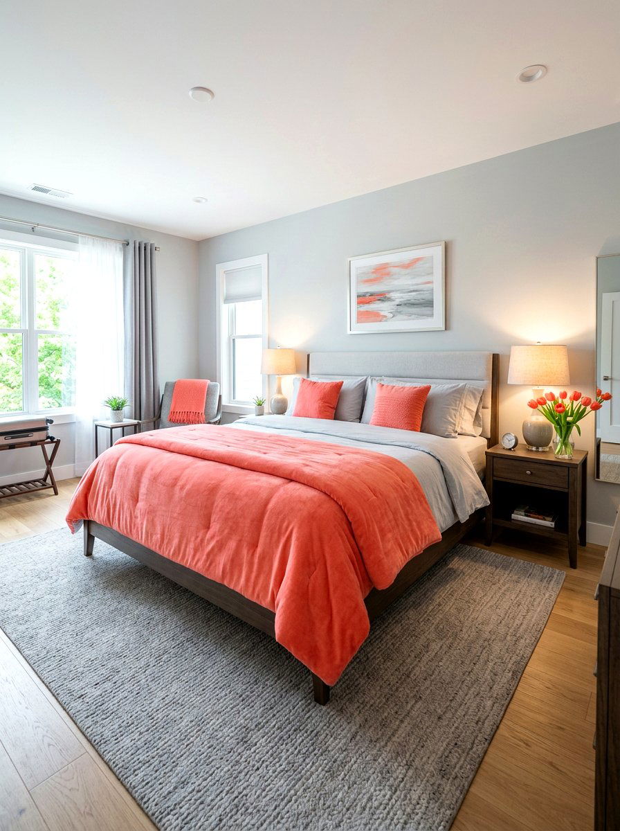 Coral Guest Suite Bedding - 25 Spring Coral Decor Ideas
