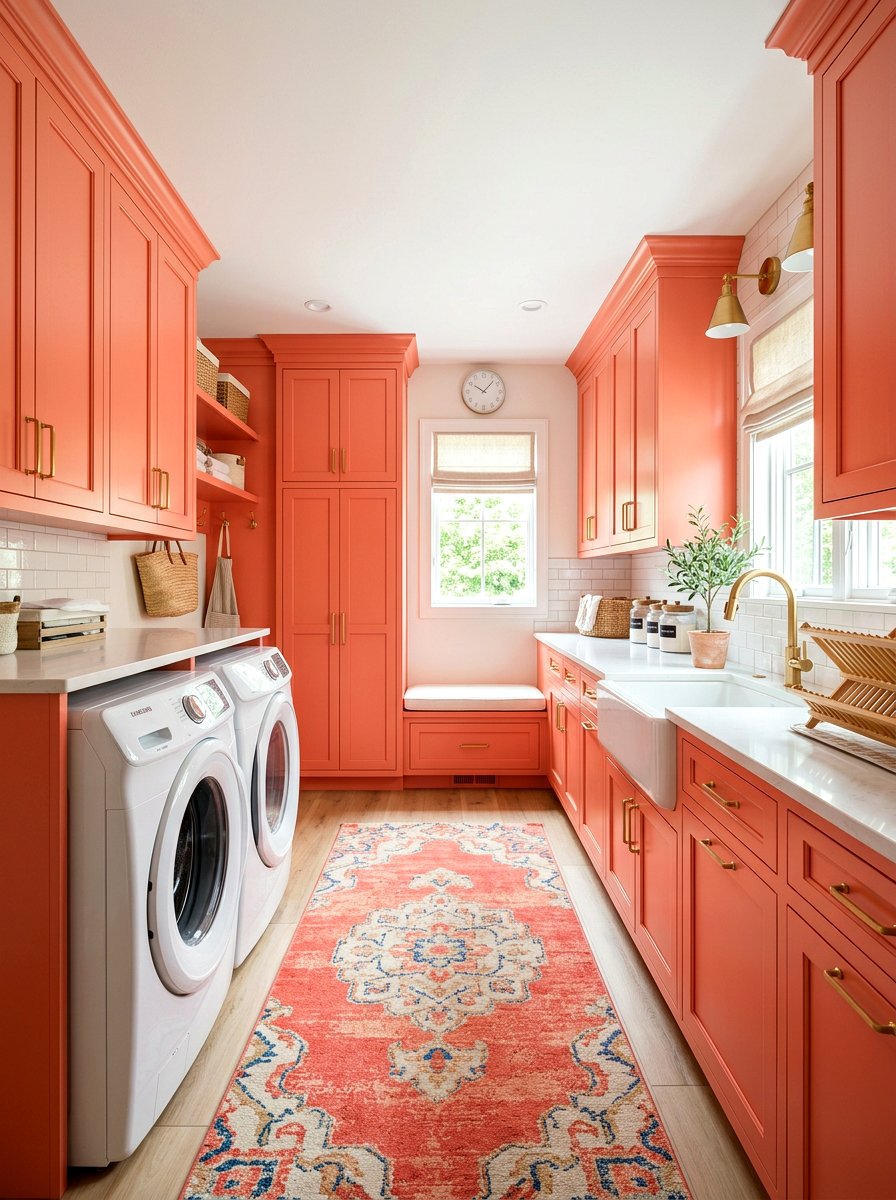Coral Laundry Room Cabinets - 25 Spring Coral Decor Ideas