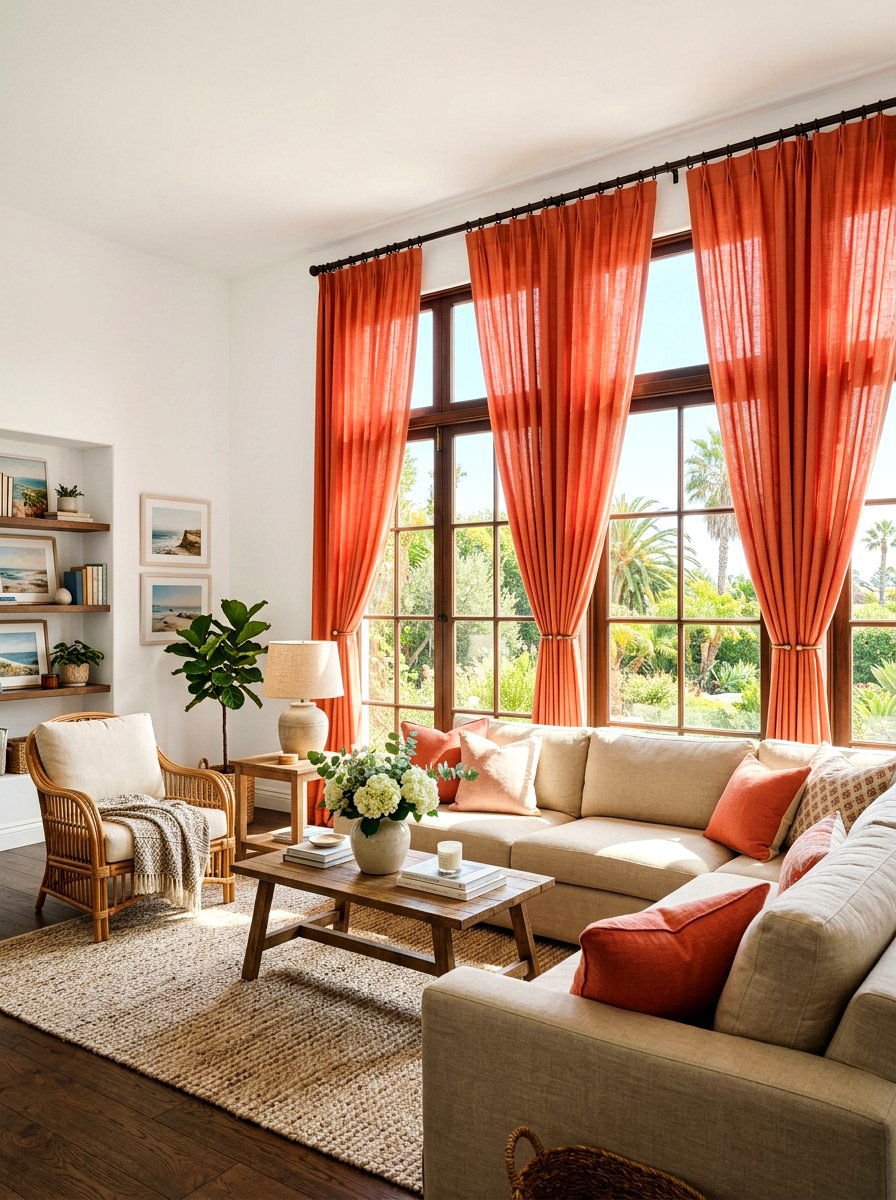 Coral Window Treatment Living Room - 25 Spring Coral Decor Ideas