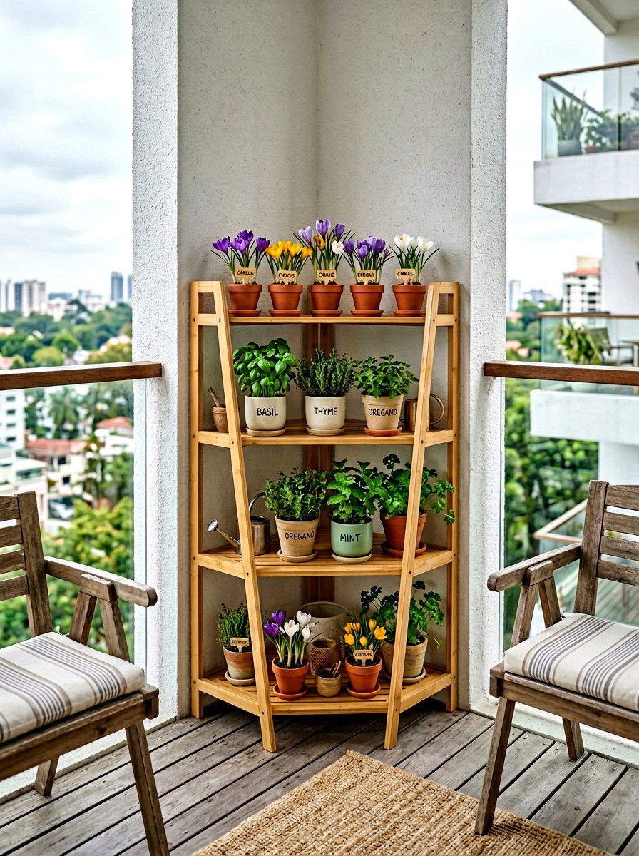 Corner Bamboo Plant Rack - 25 Spring Flower Stand Ideas