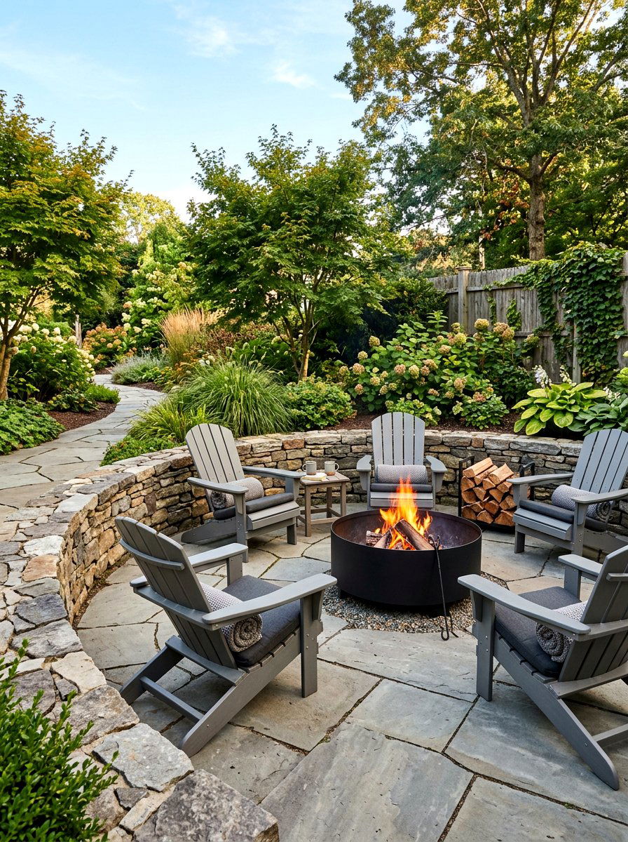 Corner Fire Pit - 25 Spring Patio Corner Decor Ideas