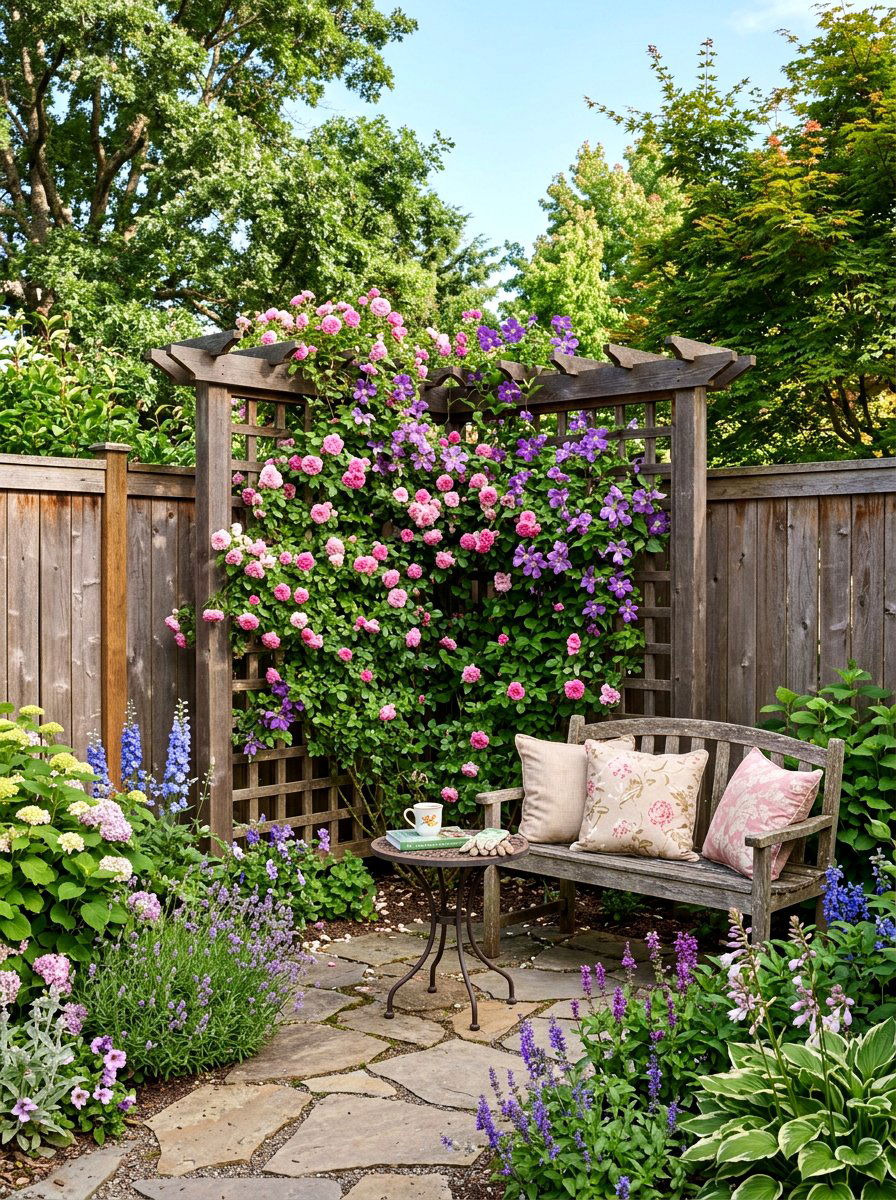 Corner Garden Trellis - 25 Spring Clematis Trellis Ideas