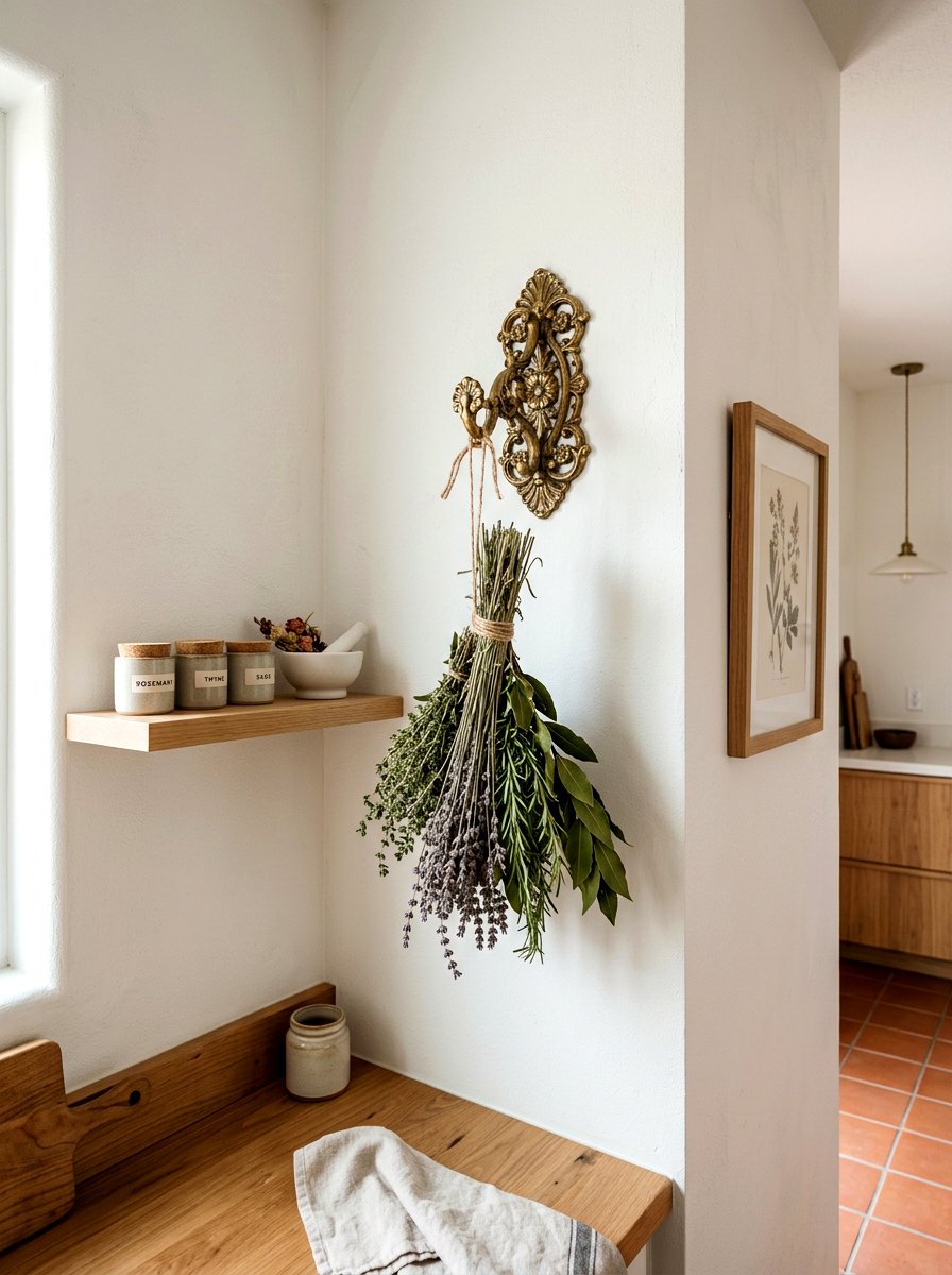 Corner Herb Drying Hook - 25 Spring Herb Drying Rack Ideas