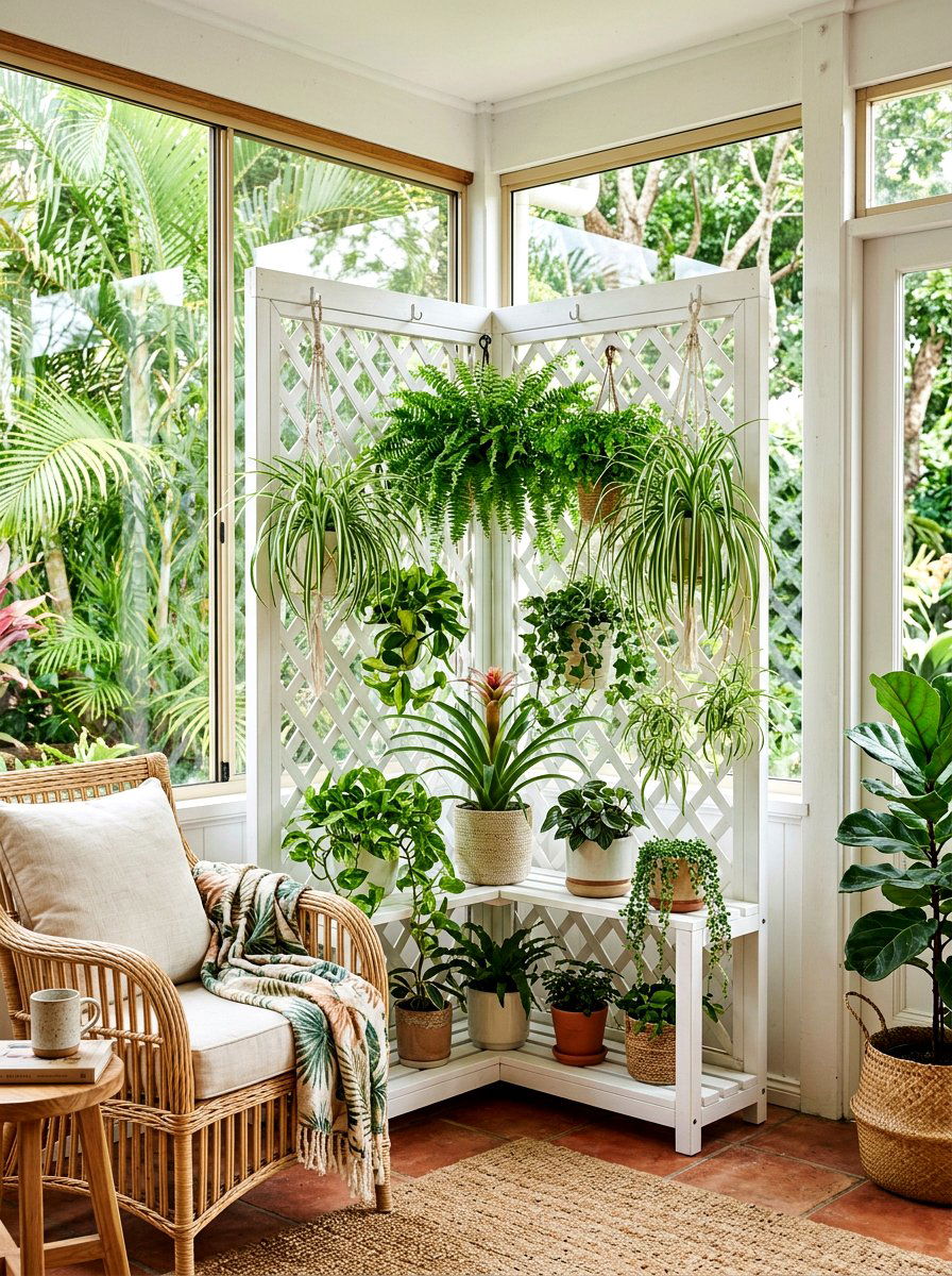 Corner Lattice Plant Stand - 25 Spring Lattice Wall Decor Ideas