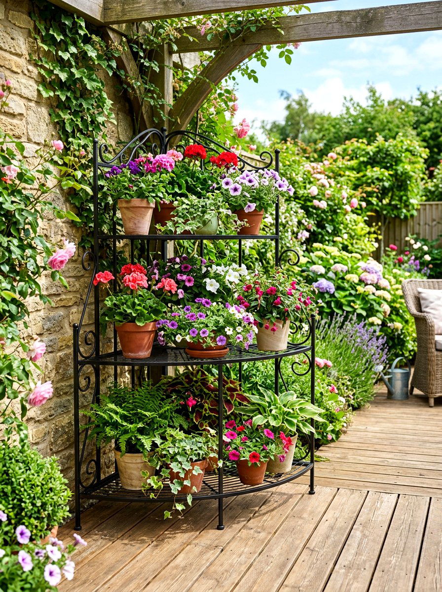 Corner Plant Stand - 25 Spring Small Balcony Decor Ideas