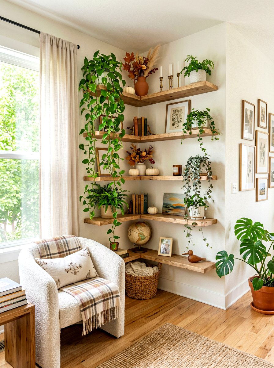 Corner Shelf Styling - 25 Spring Bedroom Shelf Ideas