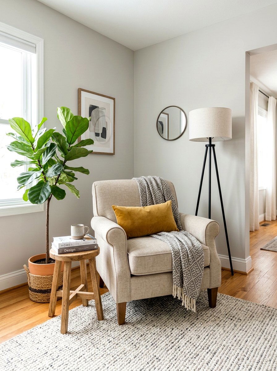 Corner armchair accent - 25 Spring Modern Farmhouse Decor Ideas