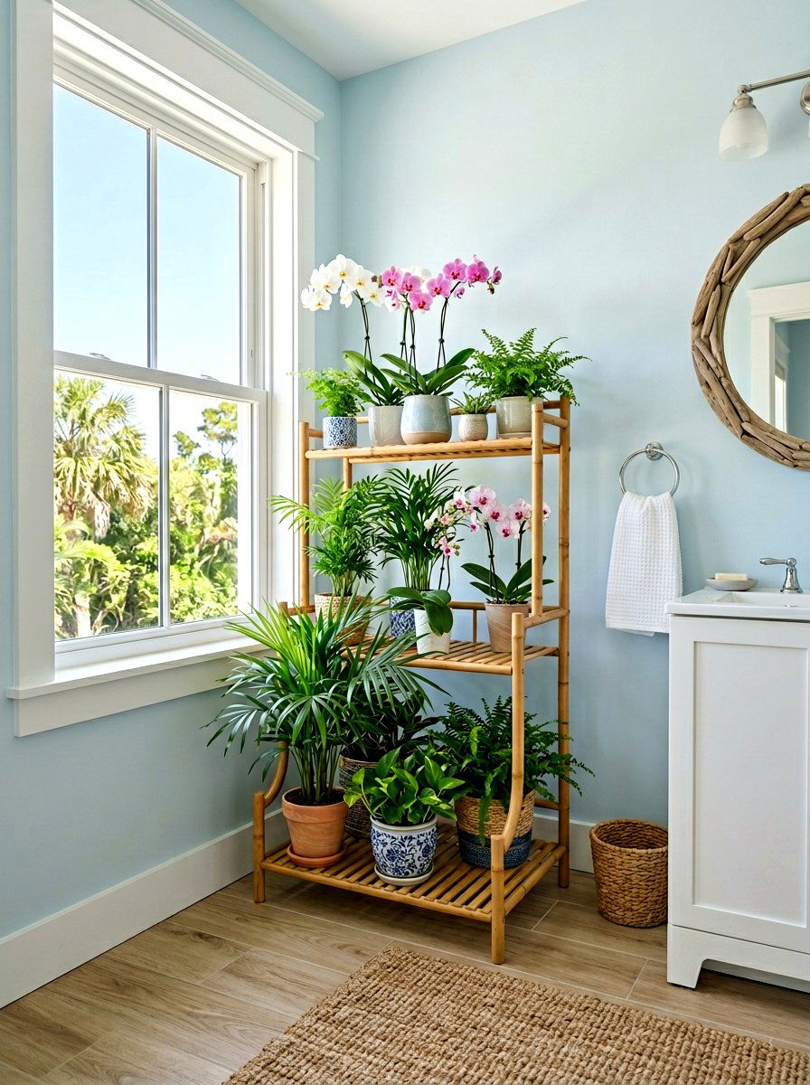 Corner plant stand bathroom - 25 Spring Bathroom Plant Display Ideas