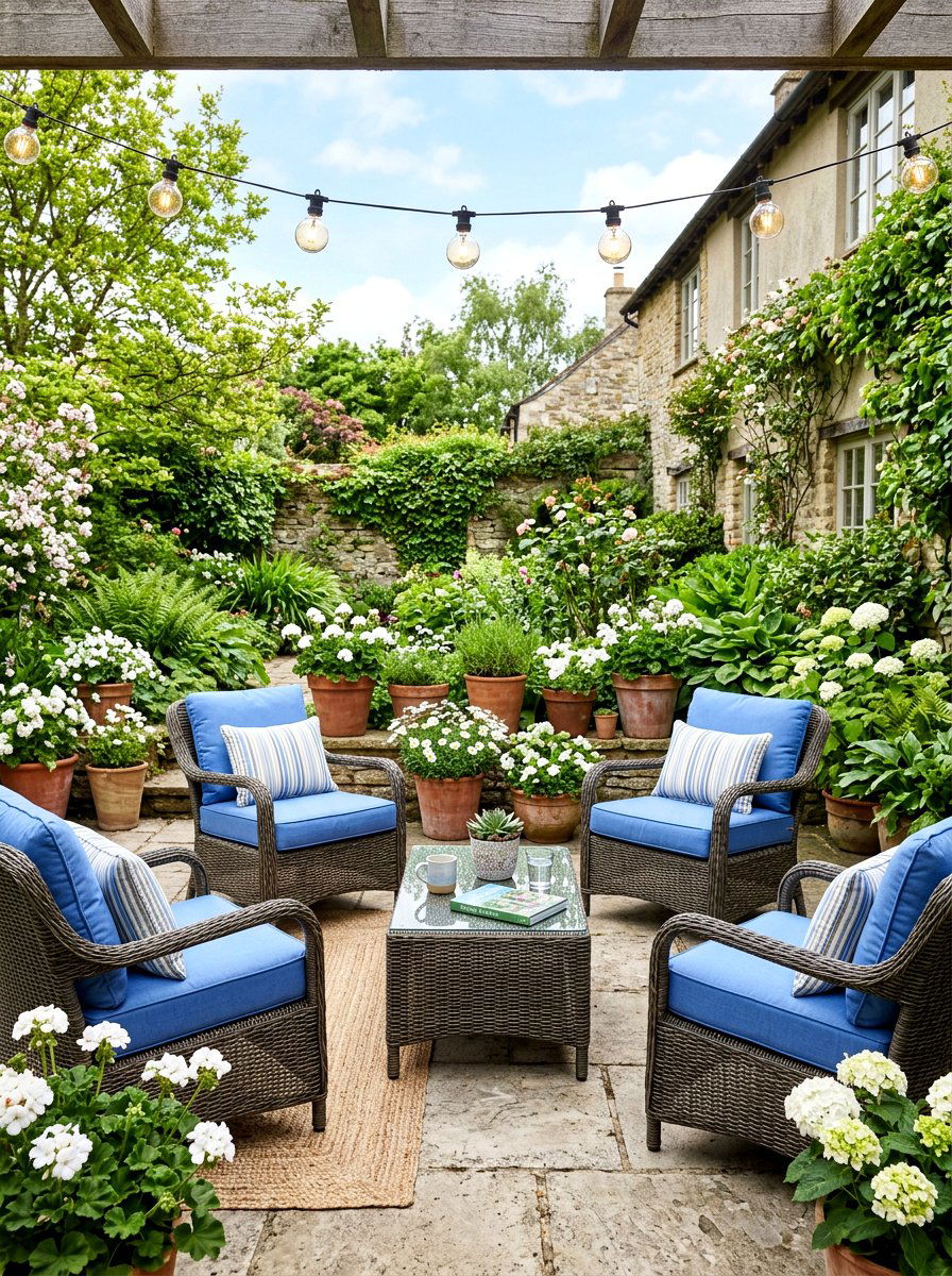 Cornflower Blue Outdoor Patio - 25 Spring Soft Blue Decor Ideas